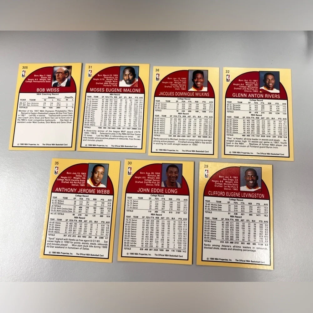 Vintage NBA Hoops Atlanta Hawks Player Lot - 1990-91 Era Basketball Cards